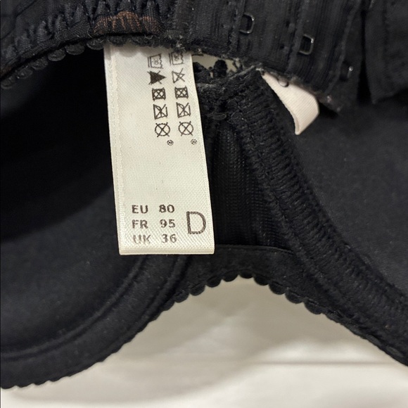 Marie Jo Avero Convertible Bra 36D Black and Brown Floral Bra Shimmery Goldish - Picture 9 of 10